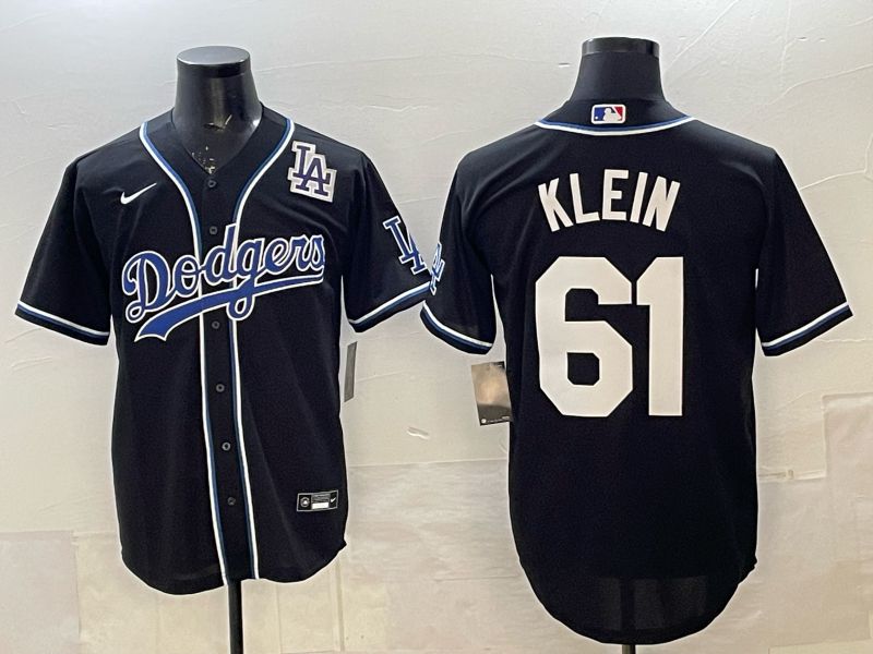 Men 2025 Nike Los Angeles Dodgers #61 Klein Black Game MLB Jersey 07